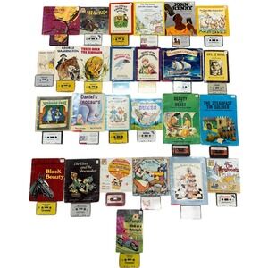 Vintage Childrens Read Along Books and Cassette Tapes Lot Disney Scholastic BW
